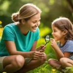 야외용 완구 광고 캠페인 - **Prompt:** A vibrant outdoor scene capturing a diverse family enjoying nature. Two children, approx...